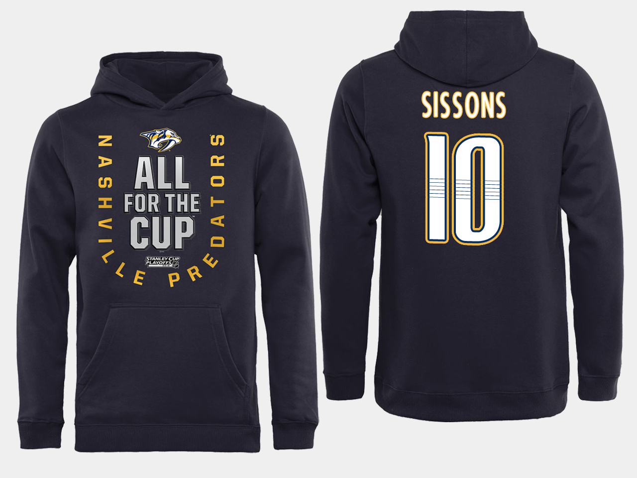 Men NHL Adidas Nashville Predators #10 Sissons black ALL for the Cup hoodie->nashville predators->NHL Jersey